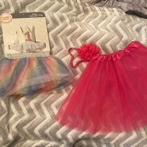 Rainbow skirt 12-18 months. Pink skirt 3-6 month